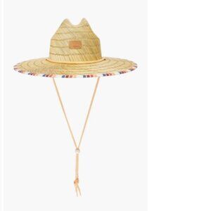 Roxy Tomboy Straw Hat Snow White Confi Stripe S/M NWT